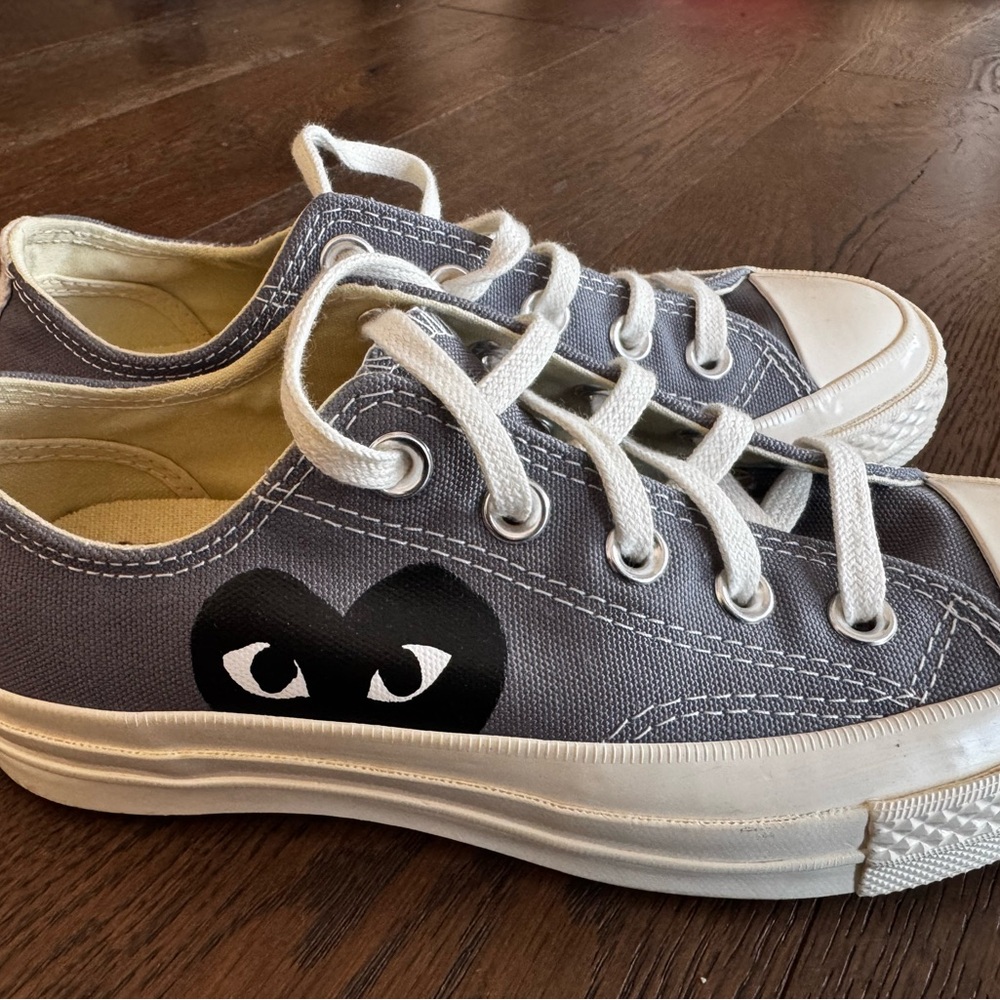 Never worn! Converse/Comme Dos Garçons Gray Sneakers with Heart Design